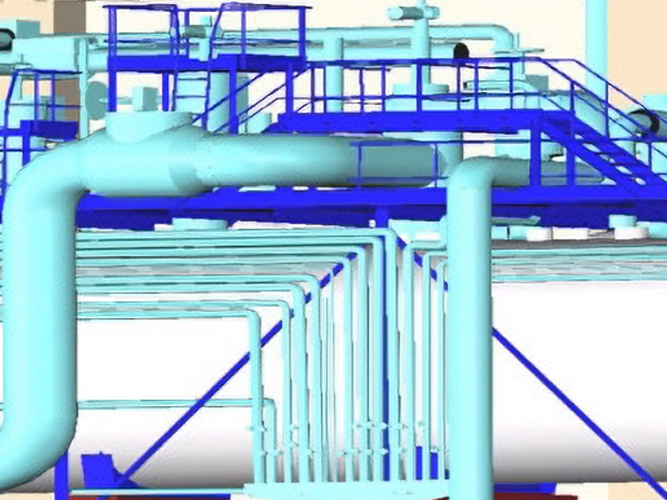 Rekonstruktionen-Bild zeigt ein Rohrsystem eines Heizwerkes in 3D.